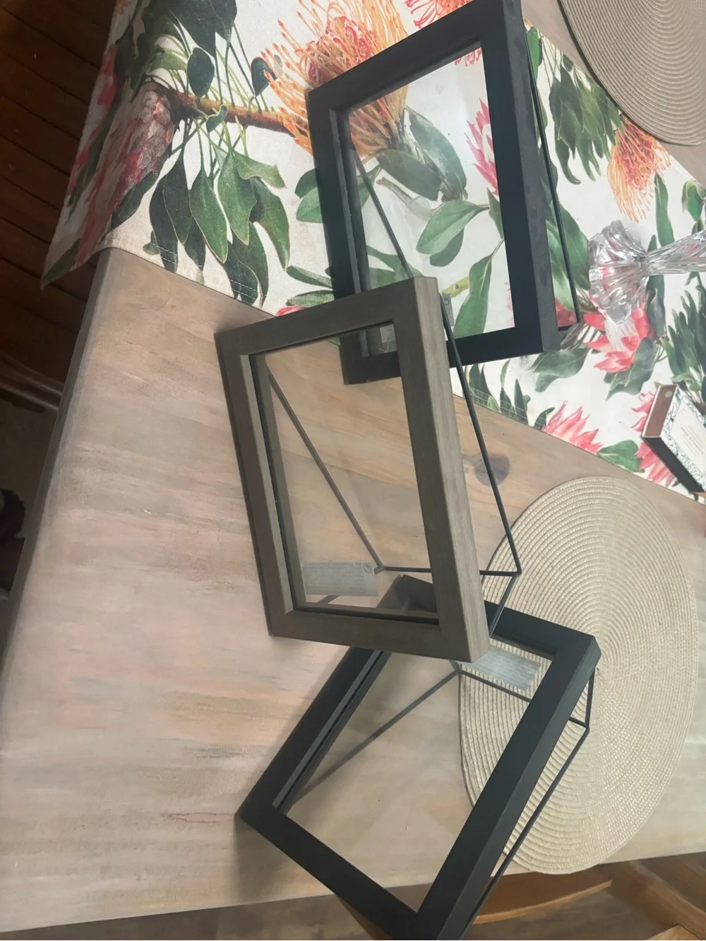 Wood-Frame Glass Display Box - Brown and two black
